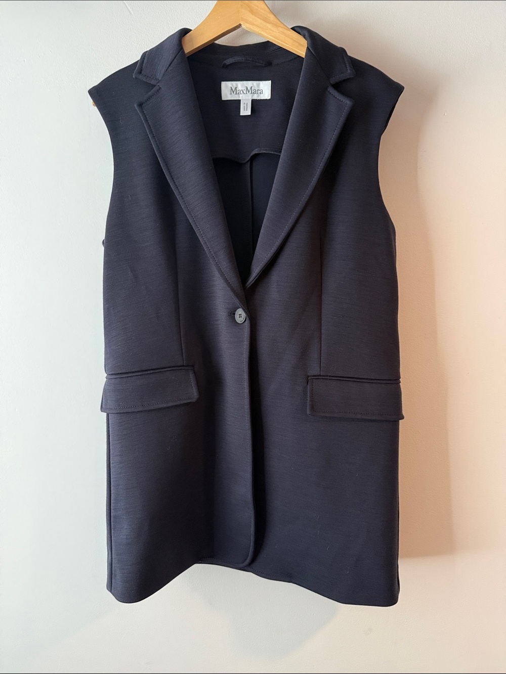 MaxMara Navy Sleeveless Blazer Vest